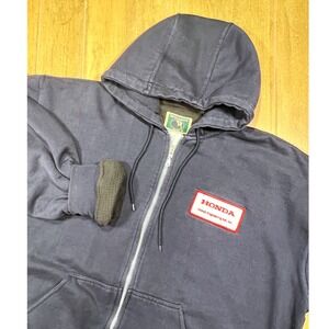 Berne Apparel Honda Engineering Thermal Lined waffle Full Zip Hoodie Navy Blue